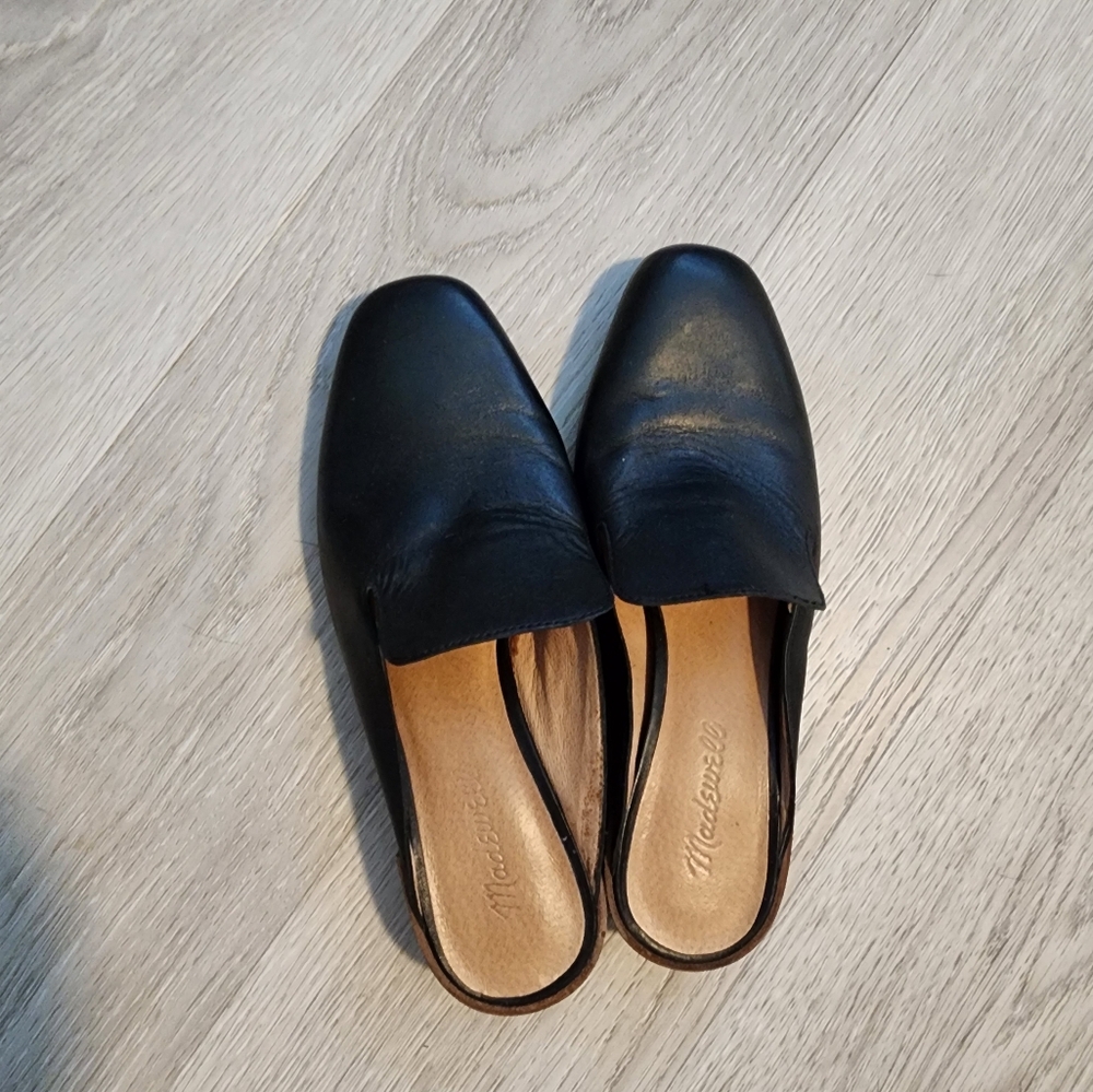 Madewell Willa Black Leather Slip-On Mules